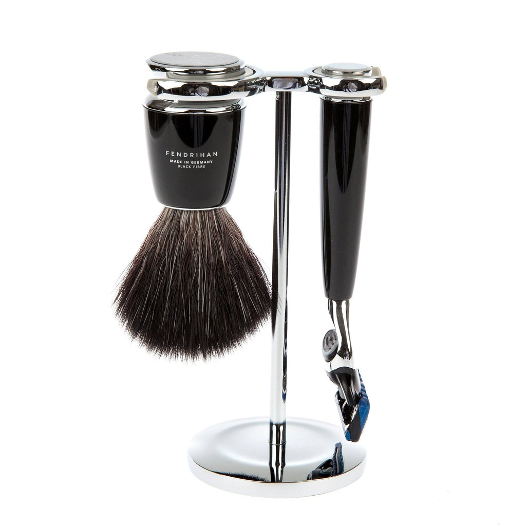 Fendrihan 3-Piece Shaving Set with Gillette Fusion and Black Fibre Brush Shaving Kit Fendrihan Black 