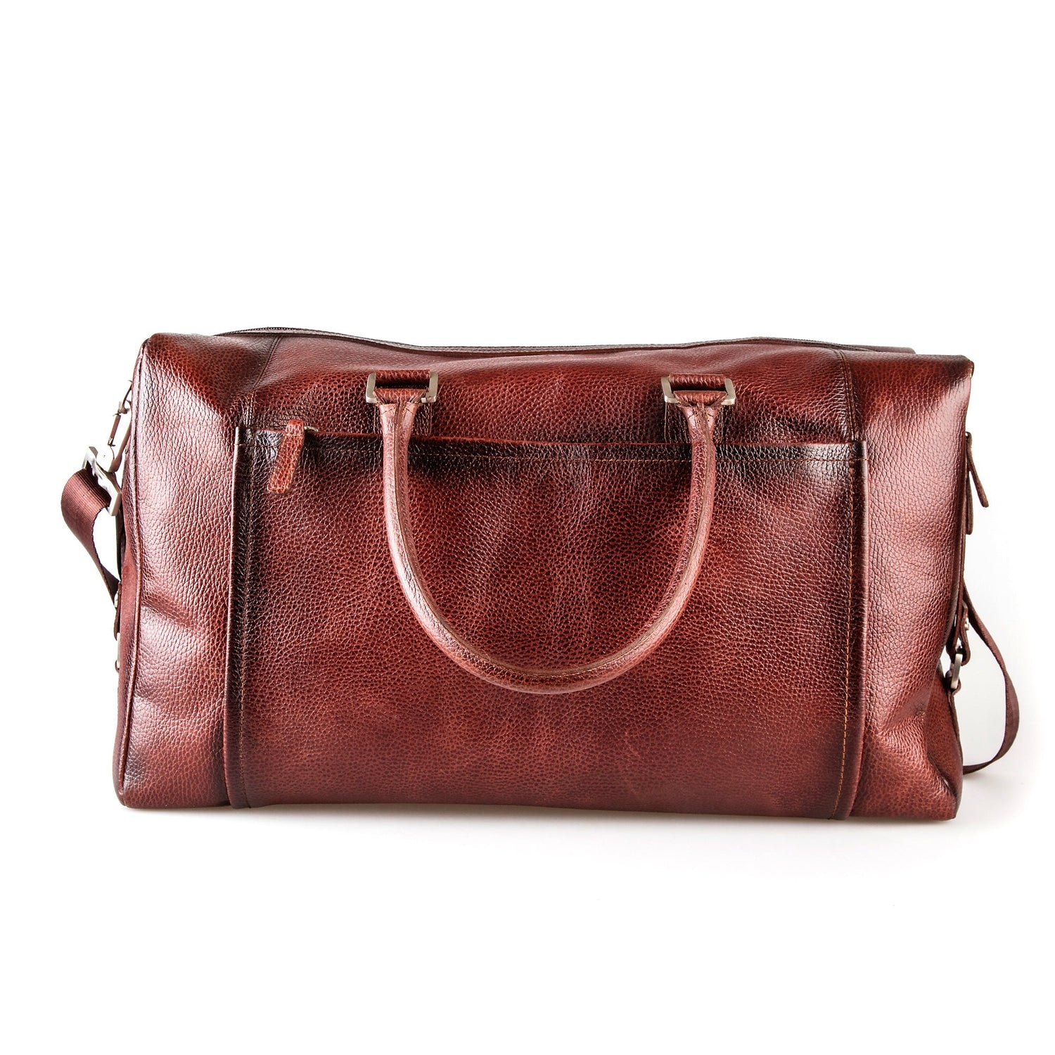 Fendrihan Pebbled Leather Travel Bag, Brandy Leather Briefcase Fendrihan 