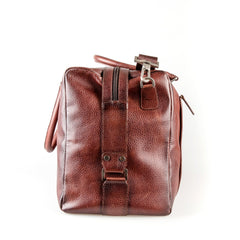 Fendrihan Pebbled Leather Travel Bag, Brandy Leather Briefcase Fendrihan 
