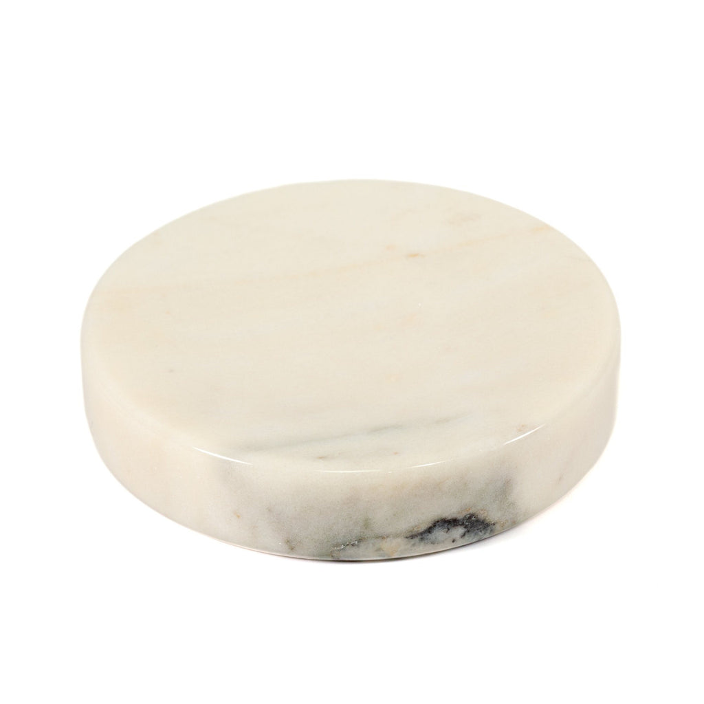 Fiammetta V Round Marble Soap Tray, Paonazzo Marble Soap Dish Fiammetta V 