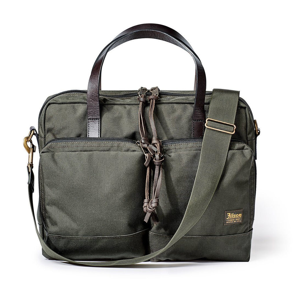 FILSON Dryden Briefcase Leather Messenger Bag FILSON Otter Green 