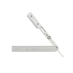 Focus Slim AL Aluminum Replaceable Blades Straight Razor, Made in Italy Shavette Focus Silver 