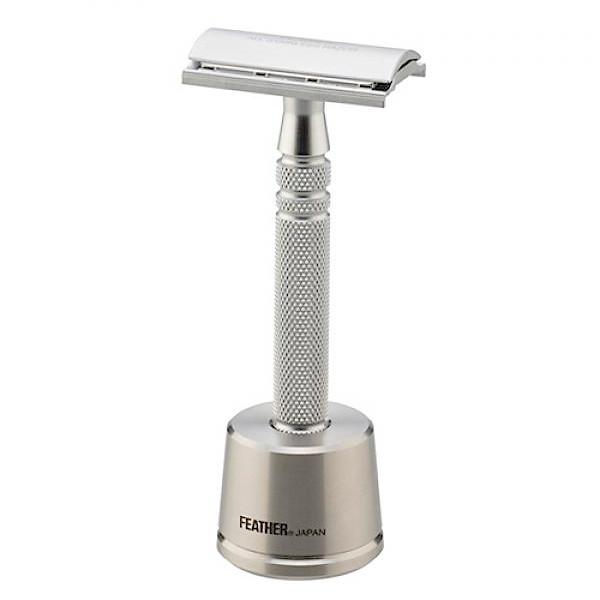 Feather AS-D2S Stainless Steel Double Edge Razor and Stand, Made in Japan Double Edge Safety Razor Feather 