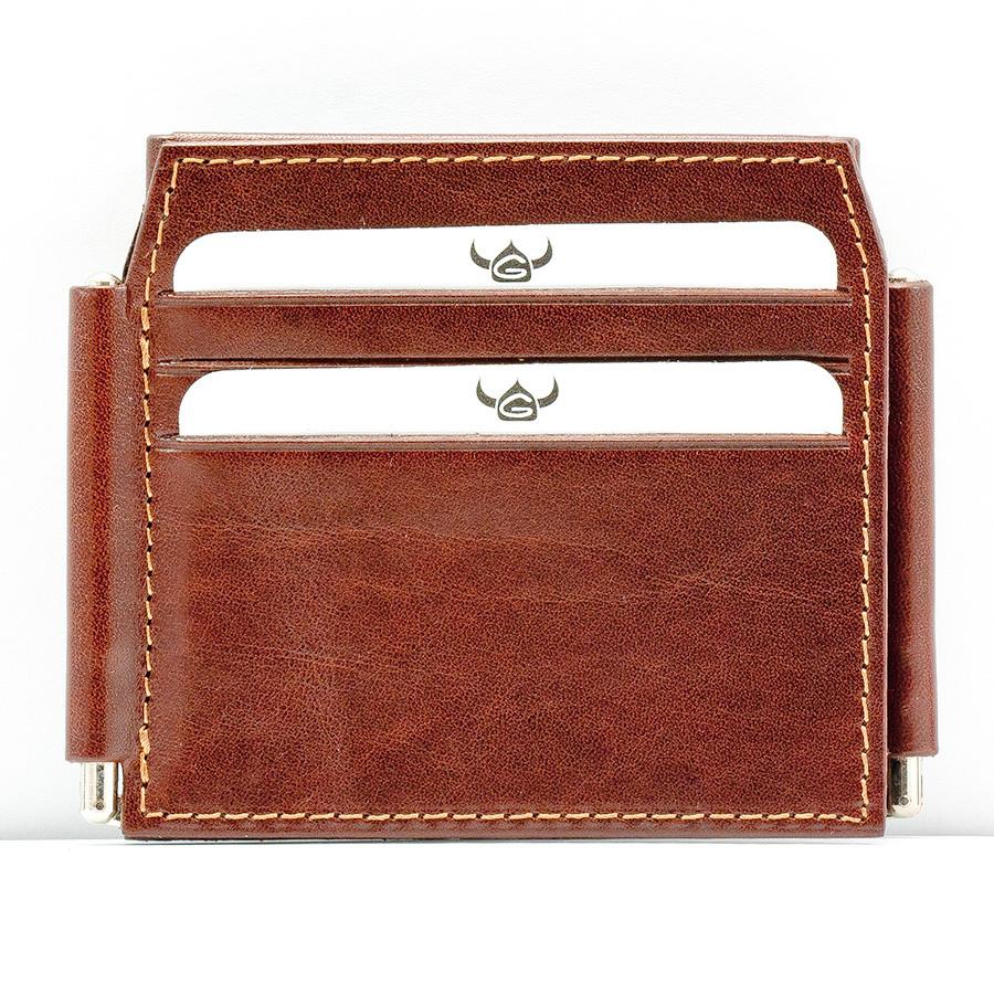 Mens leather credit card discount holder and money clip