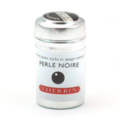 J. Herbin Fountain Pen Ink Cartridges, 6-Pack Tin Ink Refill J. Herbin Black Pearl 