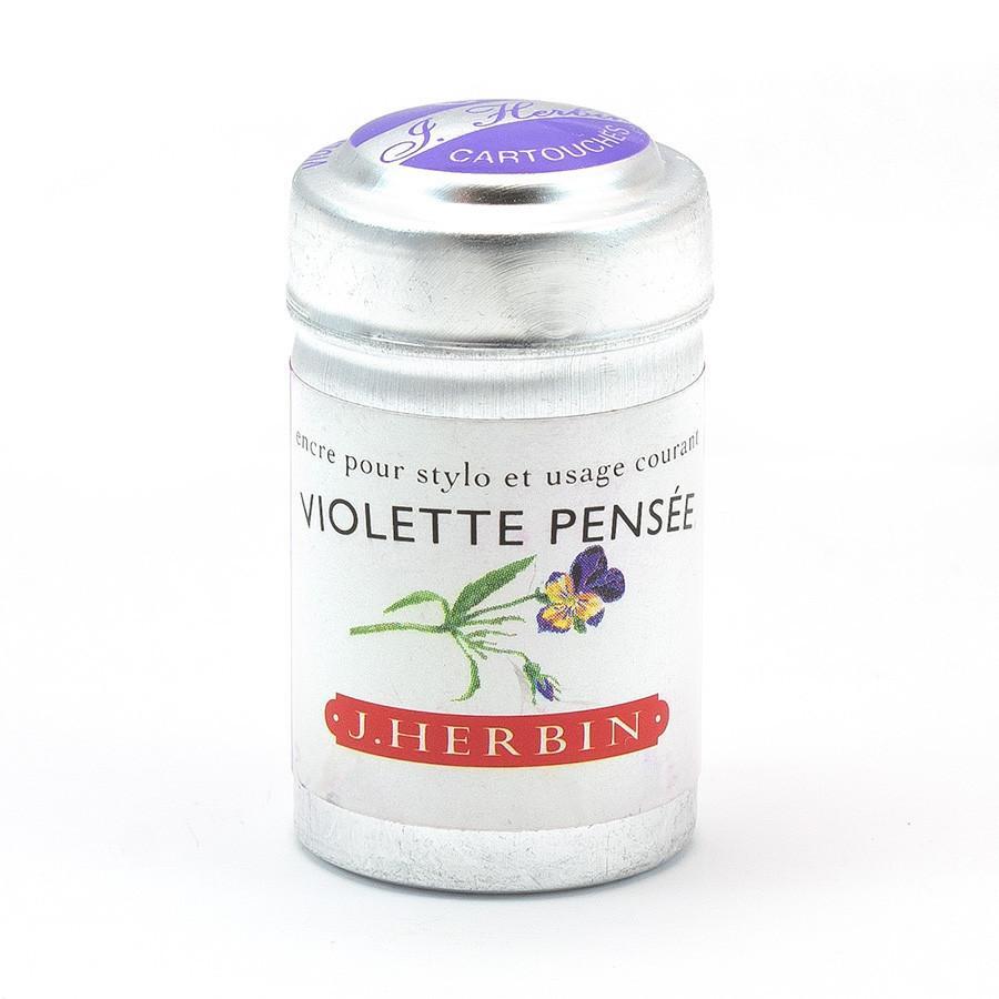 J. Herbin Fountain Pen Ink Cartridges, 6-Pack Tin Ink Refill J. Herbin Violet Pansy 