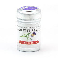 J. Herbin Fountain Pen Ink Cartridges, 6-Pack Tin Ink Refill J. Herbin Violet Pansy 