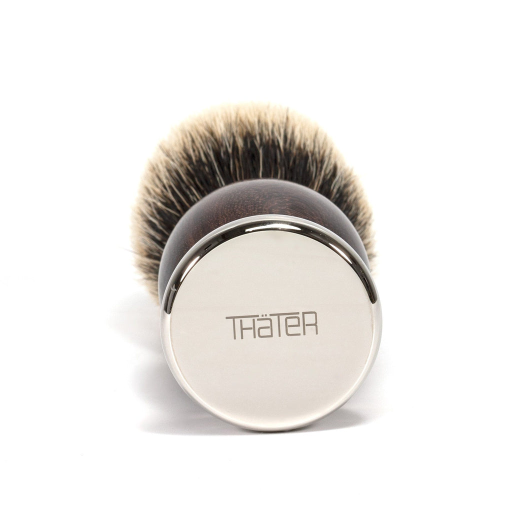 H.L. Thater 4292 Precious Woods Series 2-Band Silvertip Shaving Brush with Coraçao de Negro Handle, Size 6 Badger Bristles Shaving Brush Heinrich L. Thater 