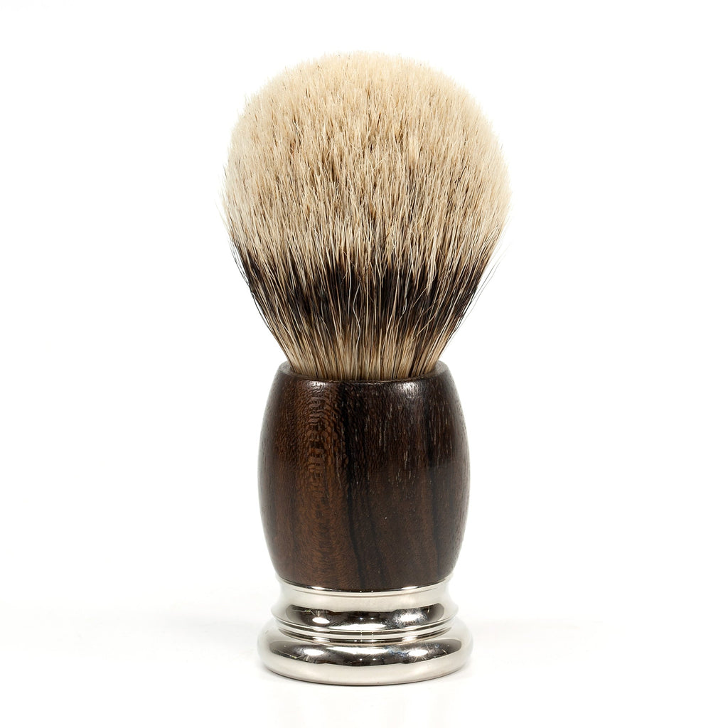 H.L. Thater 4292 Precious Woods Series 3-Band Silvertip Shaving Brush with Slim Ziricote Handle, Size 4 Shaving Brushes Heinrich L. Thater 