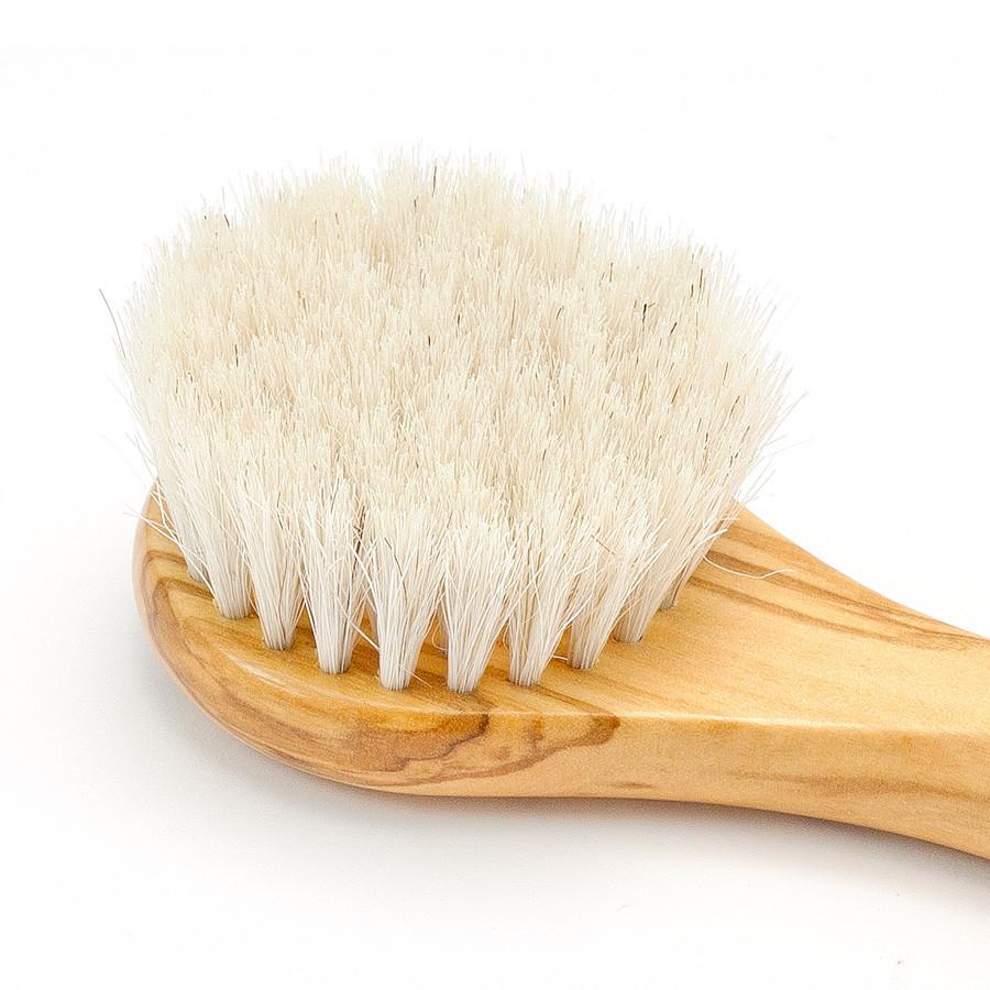 Hydrea London Olive Wood Facial Brush with Medium Strength Horsehair Bristles Face Brush The Natural Sea Sponge Co 