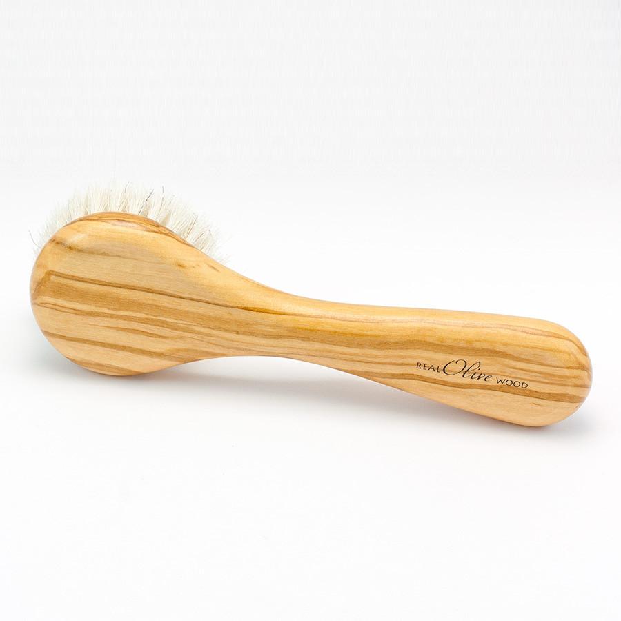Hydrea London Olive Wood Facial Brush with Medium Strength Horsehair Bristles Face Brush The Natural Sea Sponge Co 