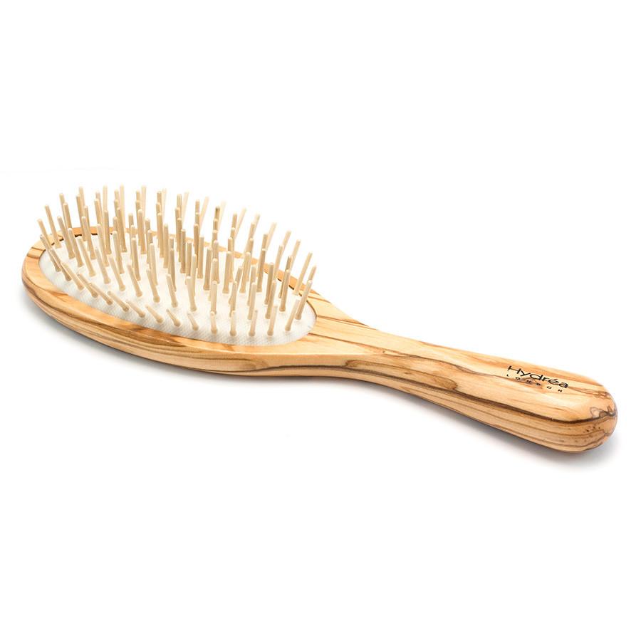 Hydrea London Olive Wood Oval Hair Brush With Olive Wood Pins and Rubber Cushion Hair Brush The Natural Sea Sponge Co 