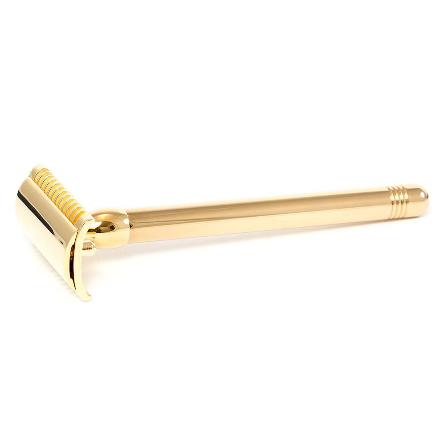 Joris 24k Gold Plated Classic Open Comb Double-Edge Safety Razor, Sleek Handle Double Edge Safety Razor Plisson - Joris 