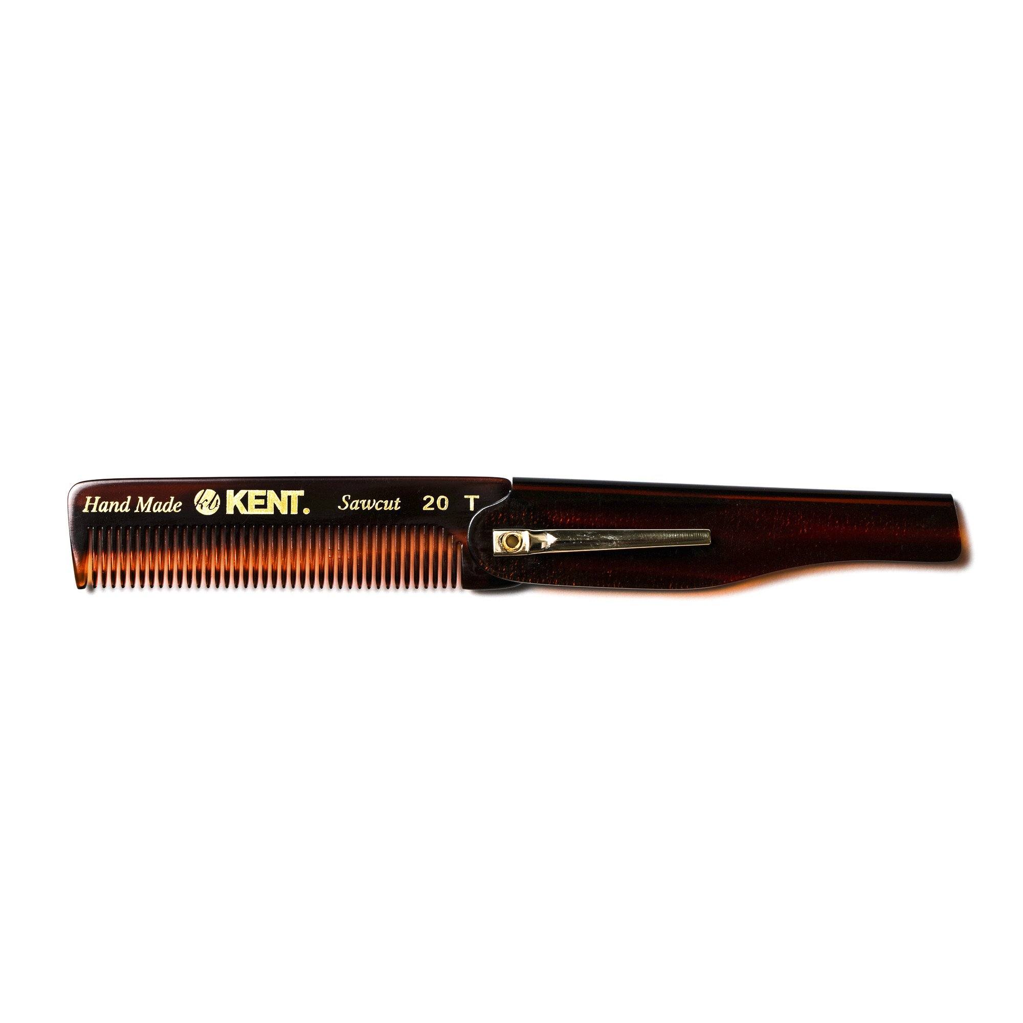 Kent 20T Hand-finished Folding Pocket Comb with Clip – Fendrihan
