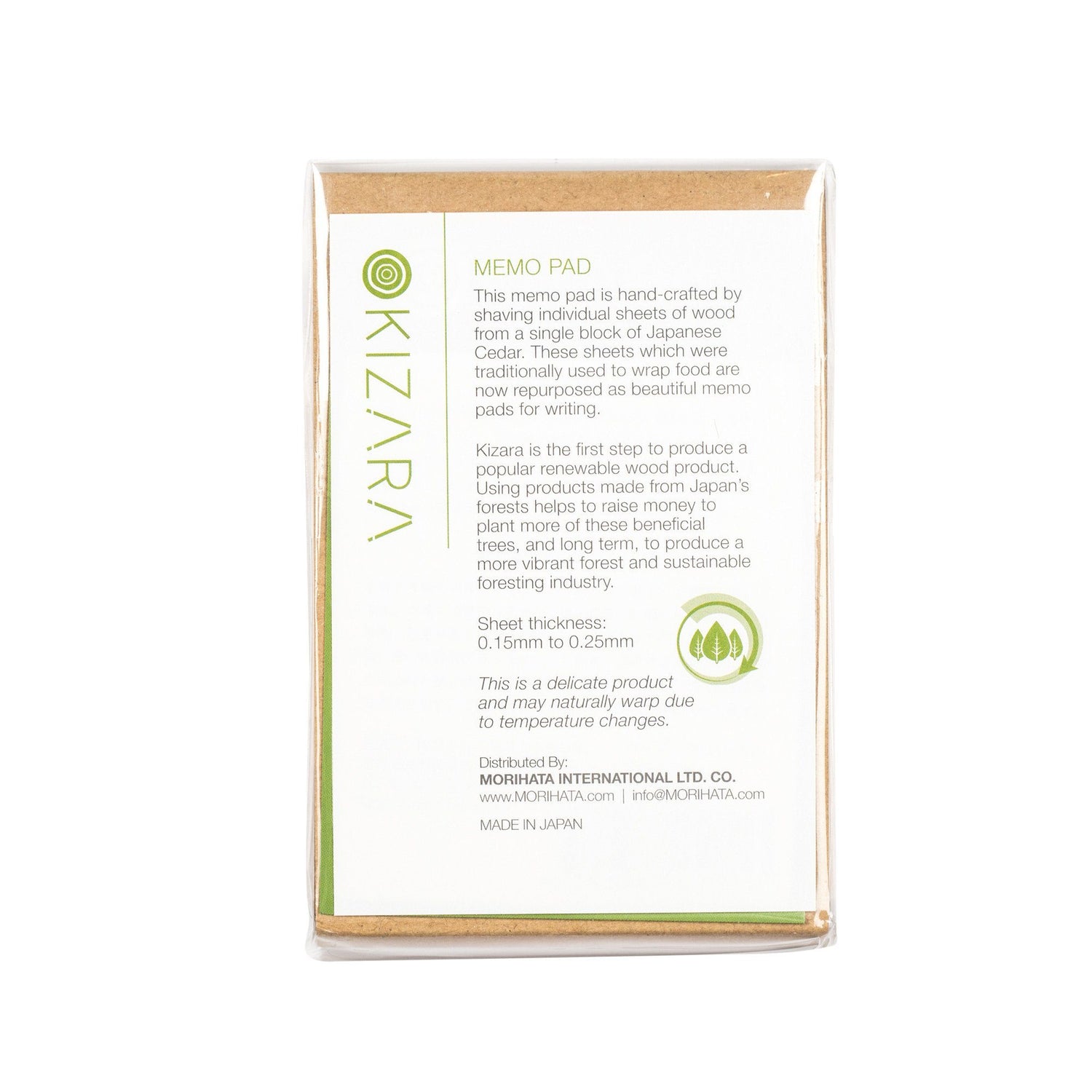 Kizara Wood Sheet Memo Pad Notebook Japanese Exclusives 