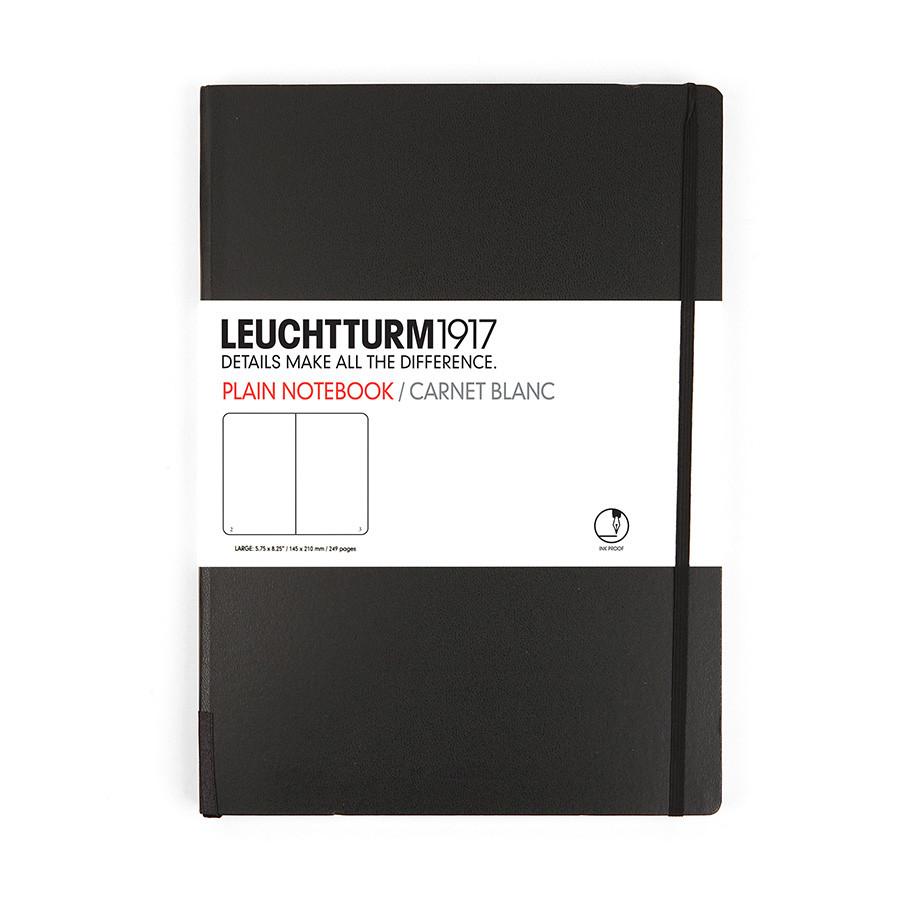 Leuchtturm1917 Medium Hard Cover Notebook, Black, Plain Notebook Leuchtturm1917 
