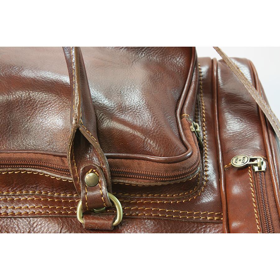 Manufactus Nerone Medium-Size Leather Duffle Bag, Tobacco Leather Briefcase Manufactus by Luca Natalizia 