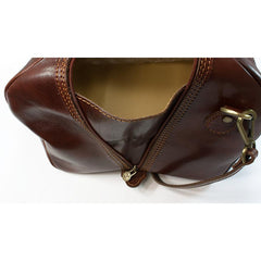 Manufactus Cesare Medium-Size Leather Travel Bag, Tobacco Leather Briefcase Manufactus by Luca Natalizia 