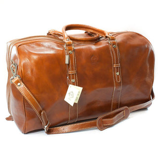 Manufactus Augusto Large-Size Leather Travel Bag, Honey Leather Briefcase Manufactus by Luca Natalizia 