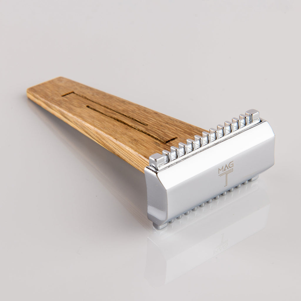 MAG T 'EL Clasico' Open Comb Double Edge Safety Razor, Bamboo Handle Double Edge Safety Razor MAG T 
