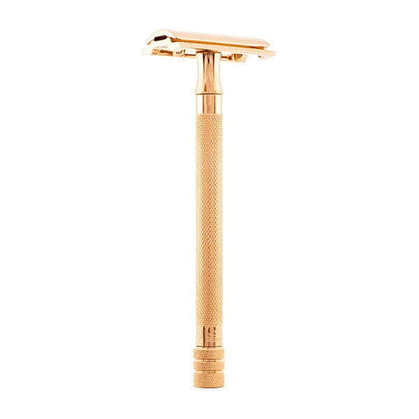 Merkur 24G PVD Coated Extra-Long Handle Double Edge Safety Razor, Rose Gold Double Edge Safety Razor Merkur 