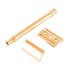 Merkur 24G PVD Coated Extra-Long Handle Double Edge Safety Razor, Rose Gold Double Edge Safety Razor Merkur 