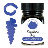 Monteverde Fountain Pen Ink Bottles, Gemstone Collection Ink Refill Monteverde Sapphire 