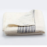 Kontex Flax Line Organic Hand Towel, Ivory with Navy Stripes Towel Japanese Exclusives 