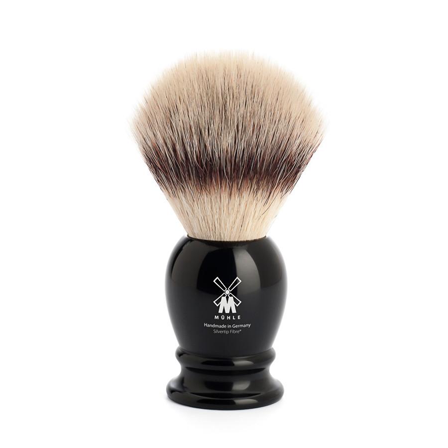 Muhle Silvertip Fibre Large Shaving Brush, Black Handle Synthetic Bristles Shaving Brush Discontinued 