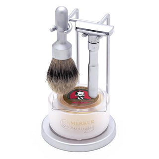 DOVO Merkur Futur 4-Piece Classic Wet-Shaving Set with Matte Finish Shaving Kit Merkur 