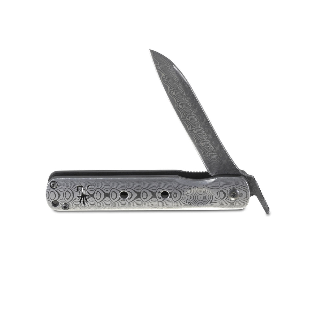 Hikari 106AX Higo Folding Knife, Damascus Steel Blade and Handle, Drop Point Style Pocket Knife Japanese Exclusives 