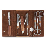 Nippes Solingen 7-Piece Manicure Set, Brown Leather Snap Case Manicure Set Nippes Solingen 