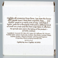 Ogallala Creamy Bay Rum and Vanilla Soap and Shampoo Bar Shampoo Ogallala Bay Rum 