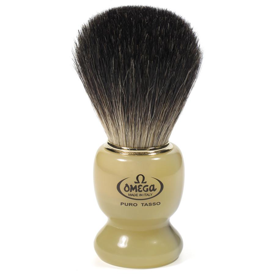 Omega 63171 Pure Badger Shaving Brush, Marbled Honey Resin Handle Badger Bristles Shaving Brush Omega 