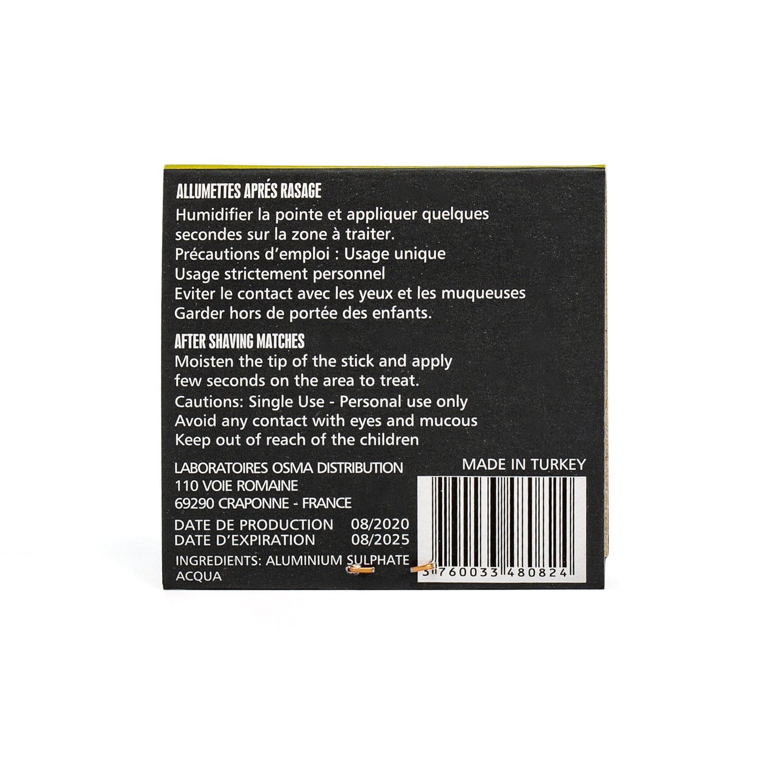 Osma Tradition Alum Matchsticks, 1 book Aftershave Remedies Laboratoires Osma 