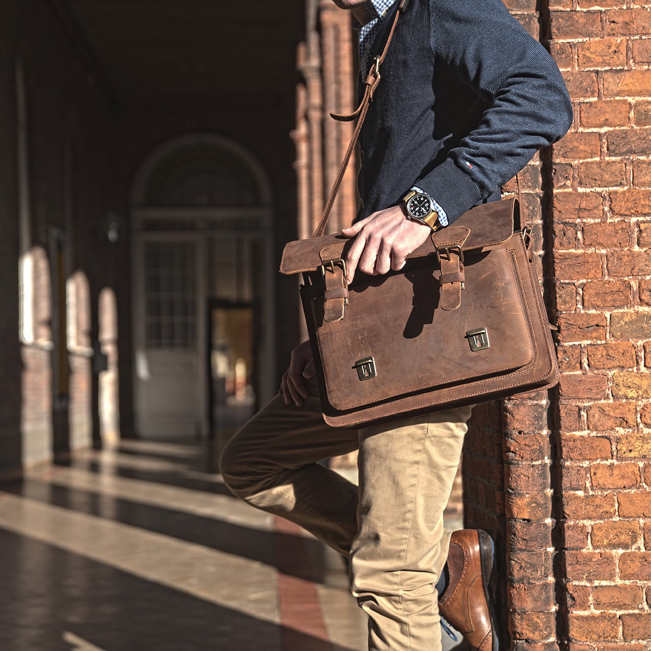 Ruitertassen Classic 2103 Leather Briefcase, Ranger Brown Leather Briefcase Ruitertassen 