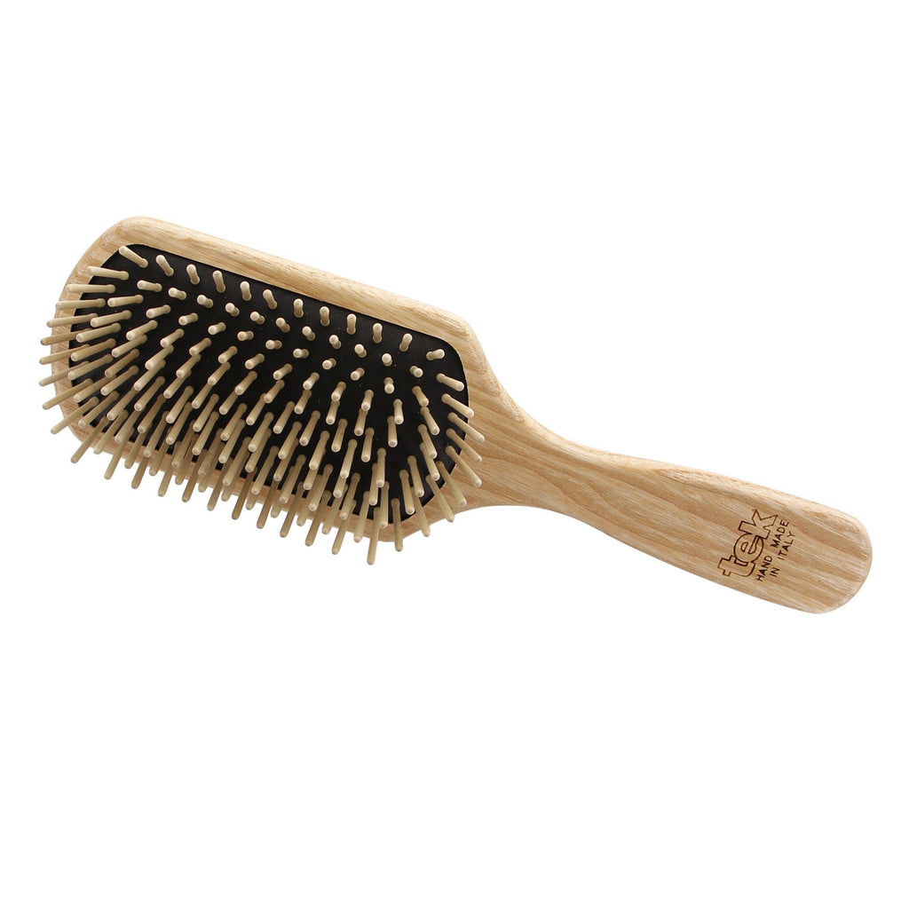 TEK Rectangular Ash Wood Paddle Pneumatic Hair Brush with Wooden Bristles Hair Brush TEK Large 