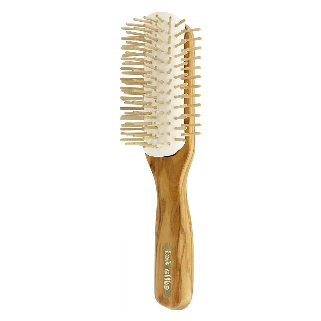 TEK Removable Head Olive Wood Hair Brush with Wooden Bristles, Elite Collection Hair Brush TEK 