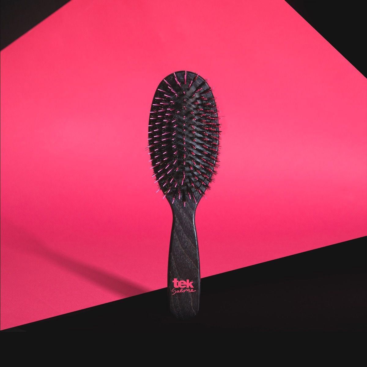 TEK Big Oval Ash Wood Hair Brush with Boar Bristles and Nylon Pins