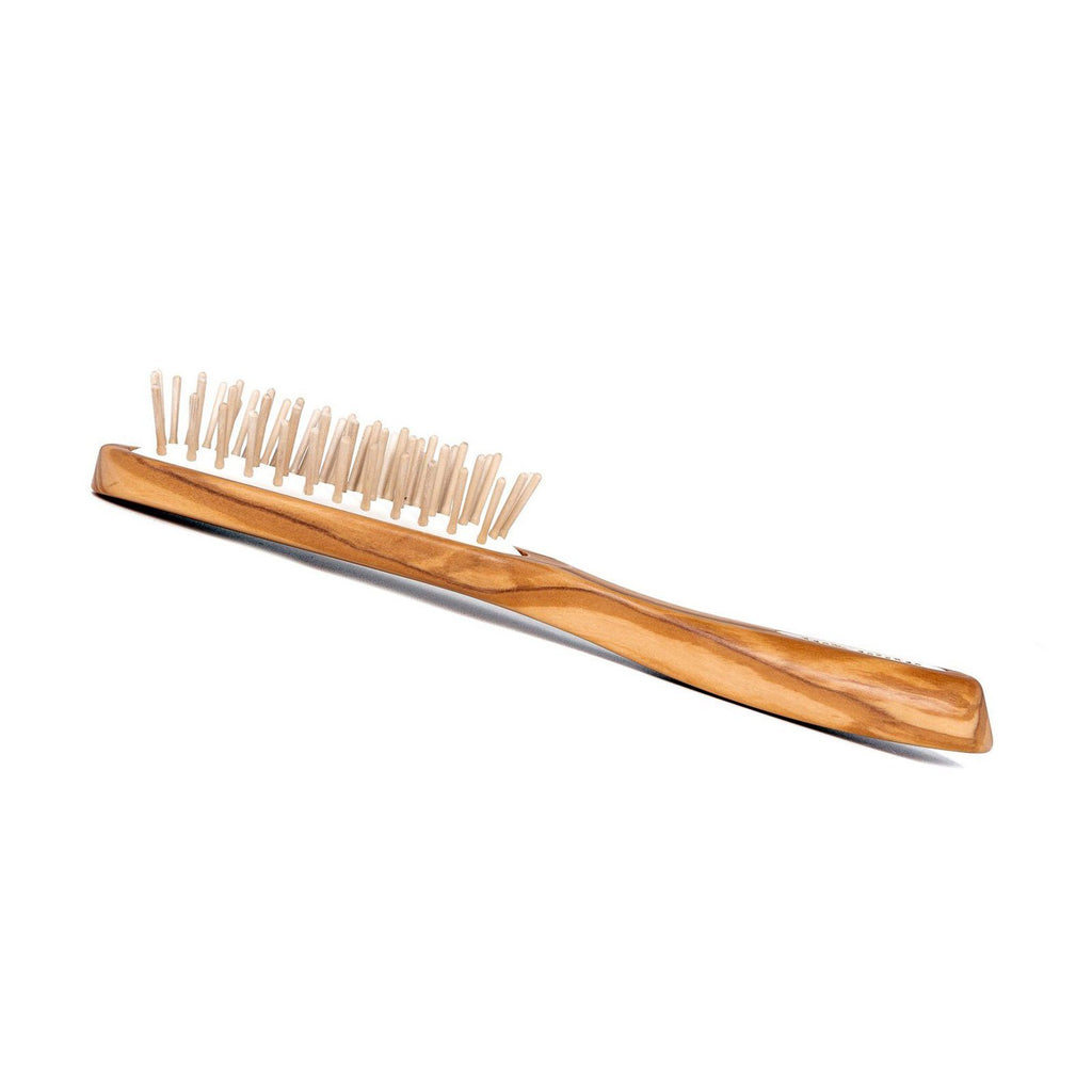 TEK Rectangular Olive Wood Hair Brush with Wooden Bristles, Elite Collection Hair Brush TEK 