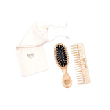 TEK Oval Ash Wood Brush and Comb Travel Set Men's Grooming Kit TEK 