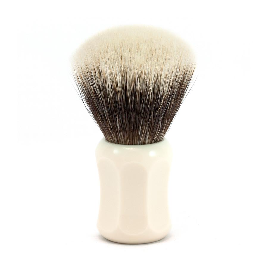 H.L. Thater 4125 Series 2-Band Fan-Shaped Silvertip Shaving Brush with Faux Ivory Handle, Size 2 Badger Bristles Shaving Brush Heinrich L. Thater 