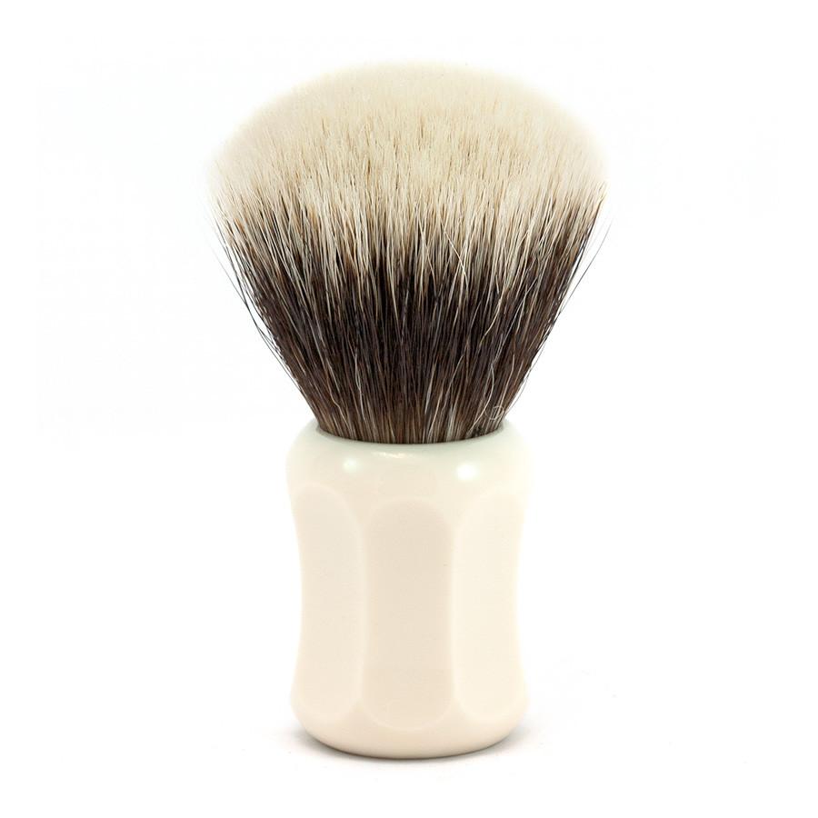 H.L. Thater 4125 Series 2-Band Fan-Shaped Silvertip Shaving Brush with Faux Ivory Handle, Size 3 Badger Bristles Shaving Brush Heinrich L. Thater 
