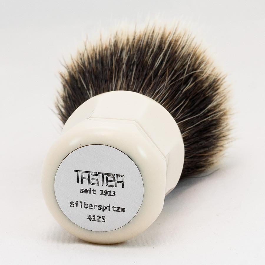 H.L. Thater 4125 Series 2-Band Fan-Shaped Silvertip Shaving Brush with Faux Ivory Handle, Size 4 Badger Bristles Shaving Brush Heinrich L. Thater 