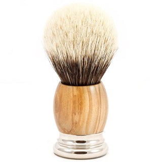 H.L. Thater 4292 Precious Woods Series 2-Band Silvertip Shaving Brush with Olive Wood Handle, Size 6 Badger Bristles Shaving Brush Heinrich L. Thater 
