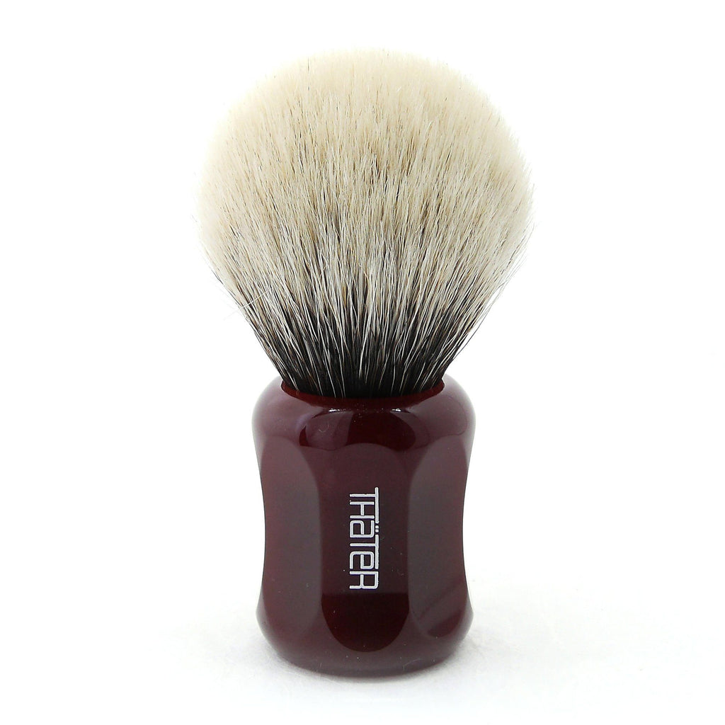 H.L. Thater 4125 Limited Edition 2-Band Premium Bulb Silvertip Shaving Brush, Size 2 Badger Bristles Shaving Brush Heinrich L. Thater Imperial Red 