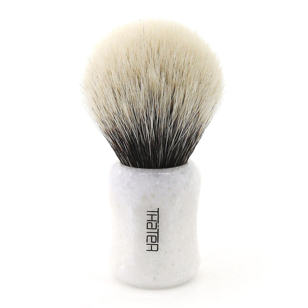 H.L. Thater 4125 Limited Edition 2-Band Premium Bulb Silvertip Shaving Brush, Size 2 Badger Bristles Shaving Brush Heinrich L. Thater White Iceberg 