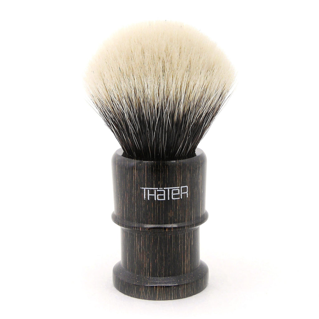 H.L. Thater 4650 Limited Edition 2-Band Fan-Rounded Silvertip Shaving Brush, Size 2 Badger Bristles Shaving Brush Heinrich L. Thater Onyx Maderia 