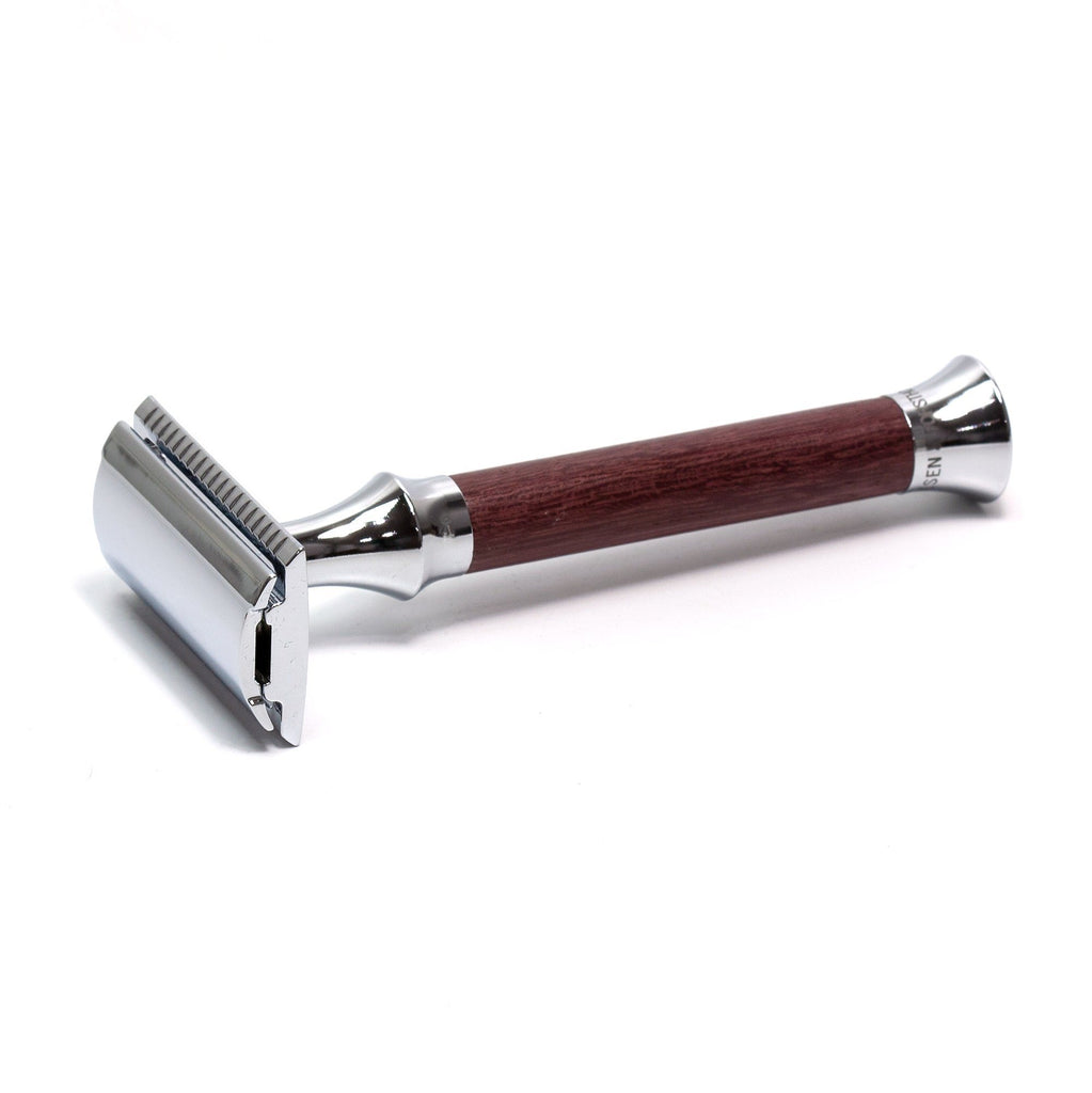 Timor 1385 Closed Comb Safety Razor with Solid Amaranth Wood Long Handle Double Edge Safety Razor Timor 