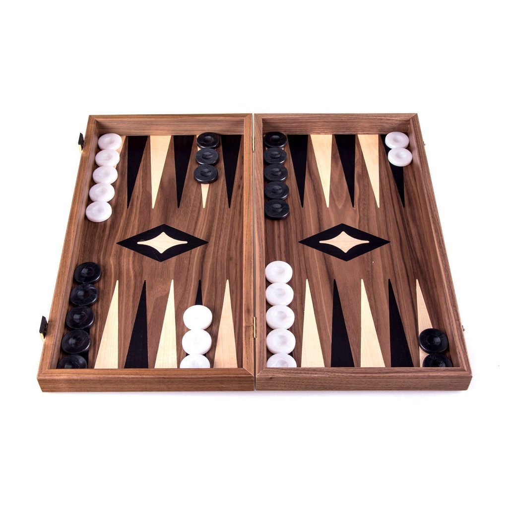 Scratch and Dent Manopoulos Fendrihan Handmade Walnut Chess and Backgammon Set 